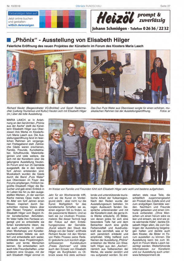 Ausstellung "Phönix" von Elisabeth Hilger im Jahr 2018